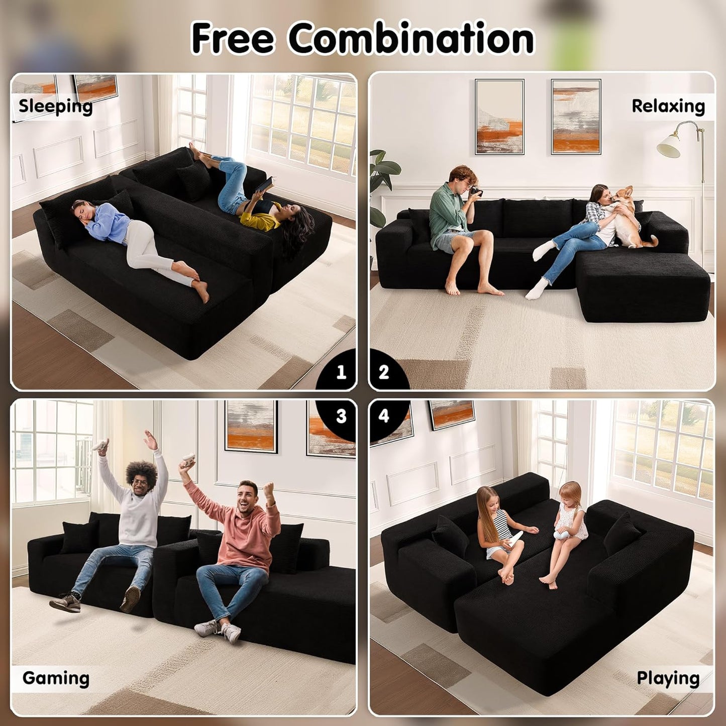 104" Cloud Sectional Couch with L-Shape Chaise