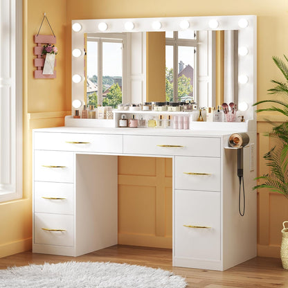 Vanity Desk with Mirror and Lights 39.3in Makeup Vanity with Large Mirror