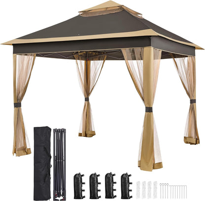 11x11 Pop Up Gazebo Canopy Tent with Mesh Netting and Sandbags