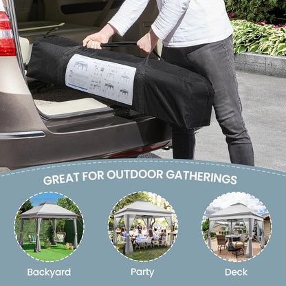 11x11 Pop Up Gazebo Canopy Tent with Mesh Netting and Sandbags