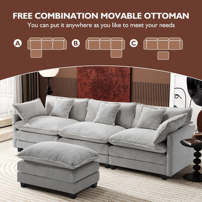 146" U-Shaped Modern Sofa Modular Sectional Cloud Couch