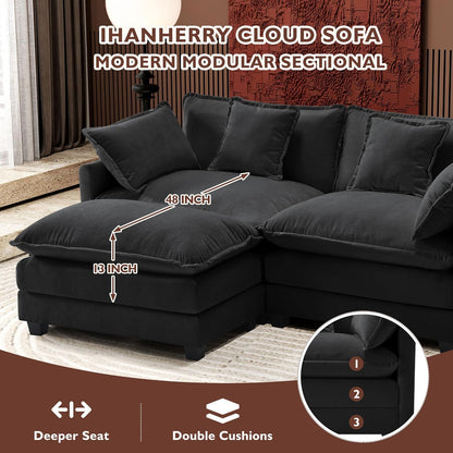 146" U-Shaped Modern Sofa Modular Sectional Cloud Couch