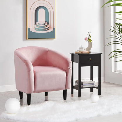 Yaheetech Accent Barrel Chair Boucle Fabric Club Chair