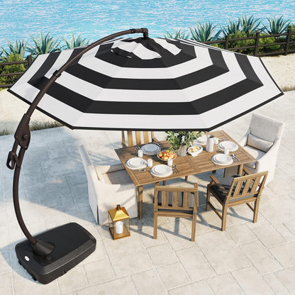 12FT Outdoor Offset Cantilever Umbrella with Base Champagne