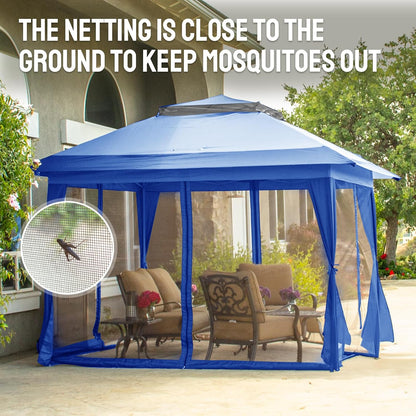 13x13 Pop Up Gazebo Canopy Tent with Wheeled Storage Bag Grey