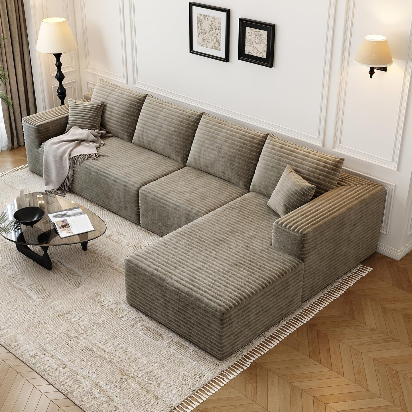 107.5" Cloud Modular Sectional Sofa with 1 Ottoman