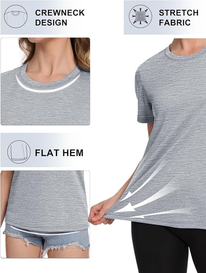 Women's Short Sleeve T Shirts UPF 50+ Sun Protection Athletic Running Workout Tee Tops