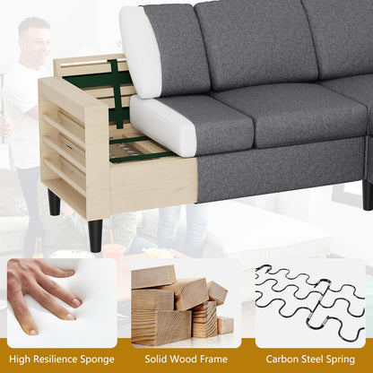 110 Inch U Shaped Sectional Sofa with Double Chaise Black