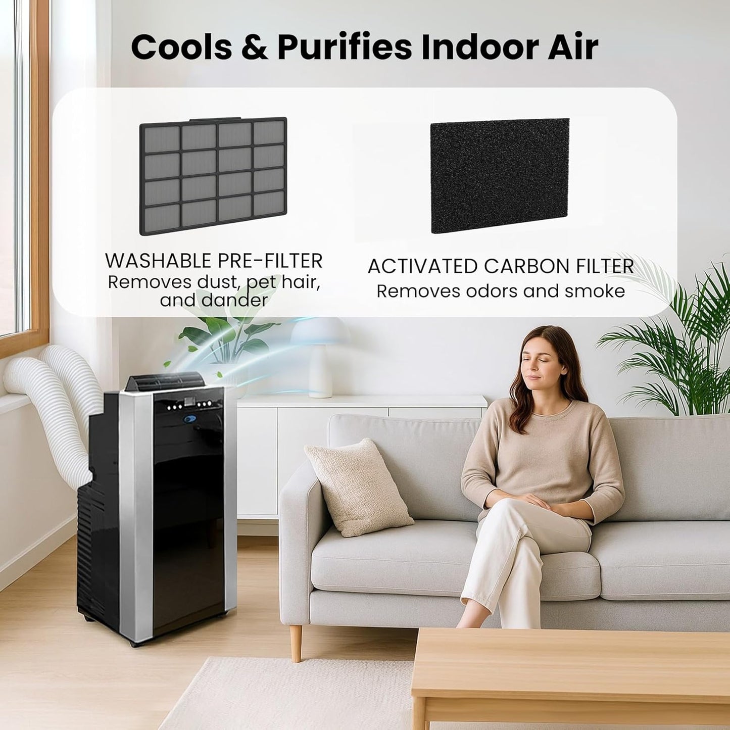 14000 BTU Portable AC Dual Hose 3 in 1 Cooling for 500 SqFt ARC14S with Window Kit