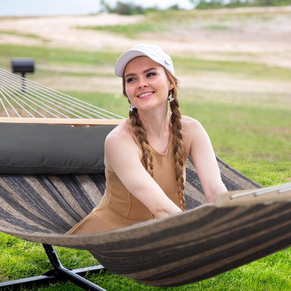 2 Person Hammock with Stand Heavy Duty Portable Dark Grey
