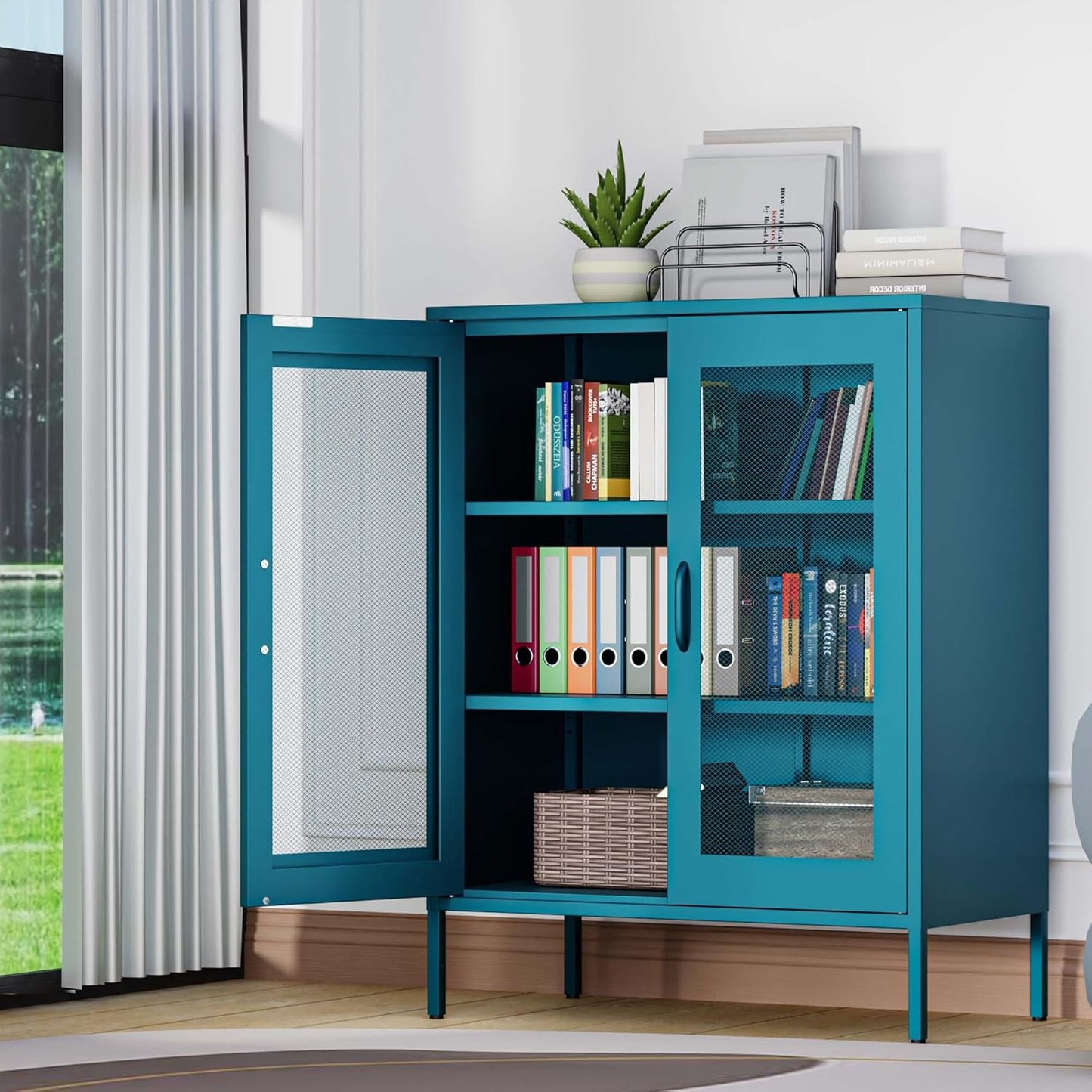 2 Door Storage Sideboard Metal Storage Cabinet with 2 Adjustable Shelf
