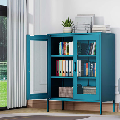 2 Door Storage Sideboard Metal Storage Cabinet with 2 Adjustable Shelf