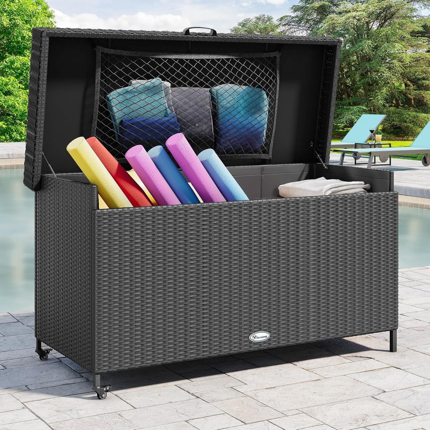 230 Gallon Deck Box XXL Wicker Outdoor Storage Box