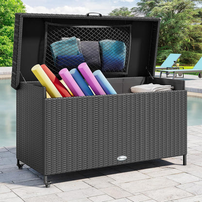 230 Gallon Deck Box XXL Wicker Outdoor Storage Box