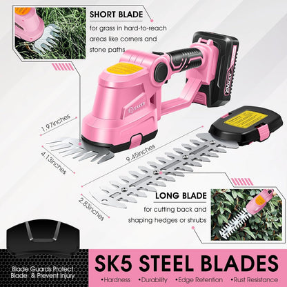 Saker Cordless Hedge Trimmer Electric Shrub Trimmer Grass Shears Handheld Grass Cutter