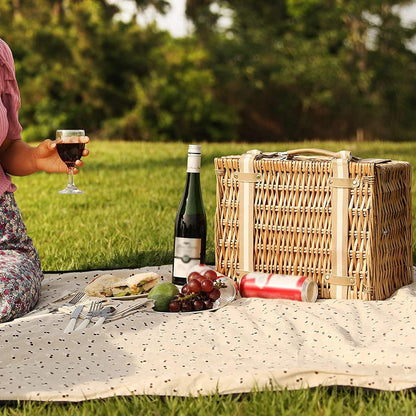 19Pcs Picnic Basket for 2 with Blanket