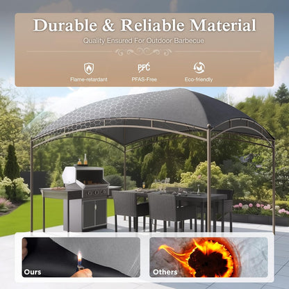 10x13 Outdoor with Screened Double Roof Heavy-Duty Patio Canopy Tent Dark Blue