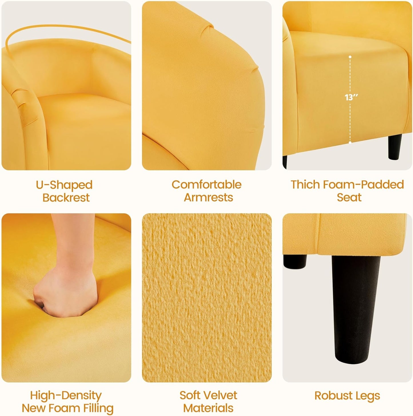 Yaheetech Accent Barrel Chair Boucle Fabric Club Chair
