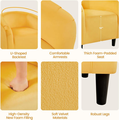 Yaheetech Accent Barrel Chair Boucle Fabric Club Chair