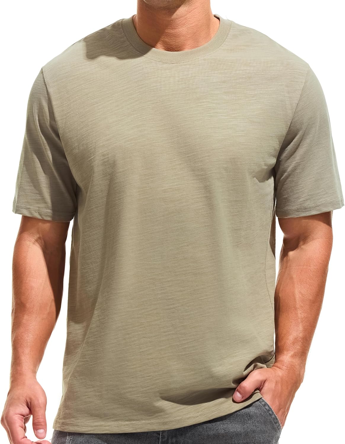 Cotton Loose Fit Thick T-Shirt Heavy Weight Crewneck Tees for Men