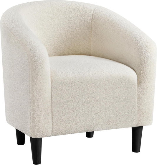 Yaheetech Accent Barrel Chair Boucle Fabric Club Chair