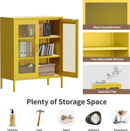 2 Door Storage Sideboard Metal Storage Cabinet with 2 Adjustable Shelf