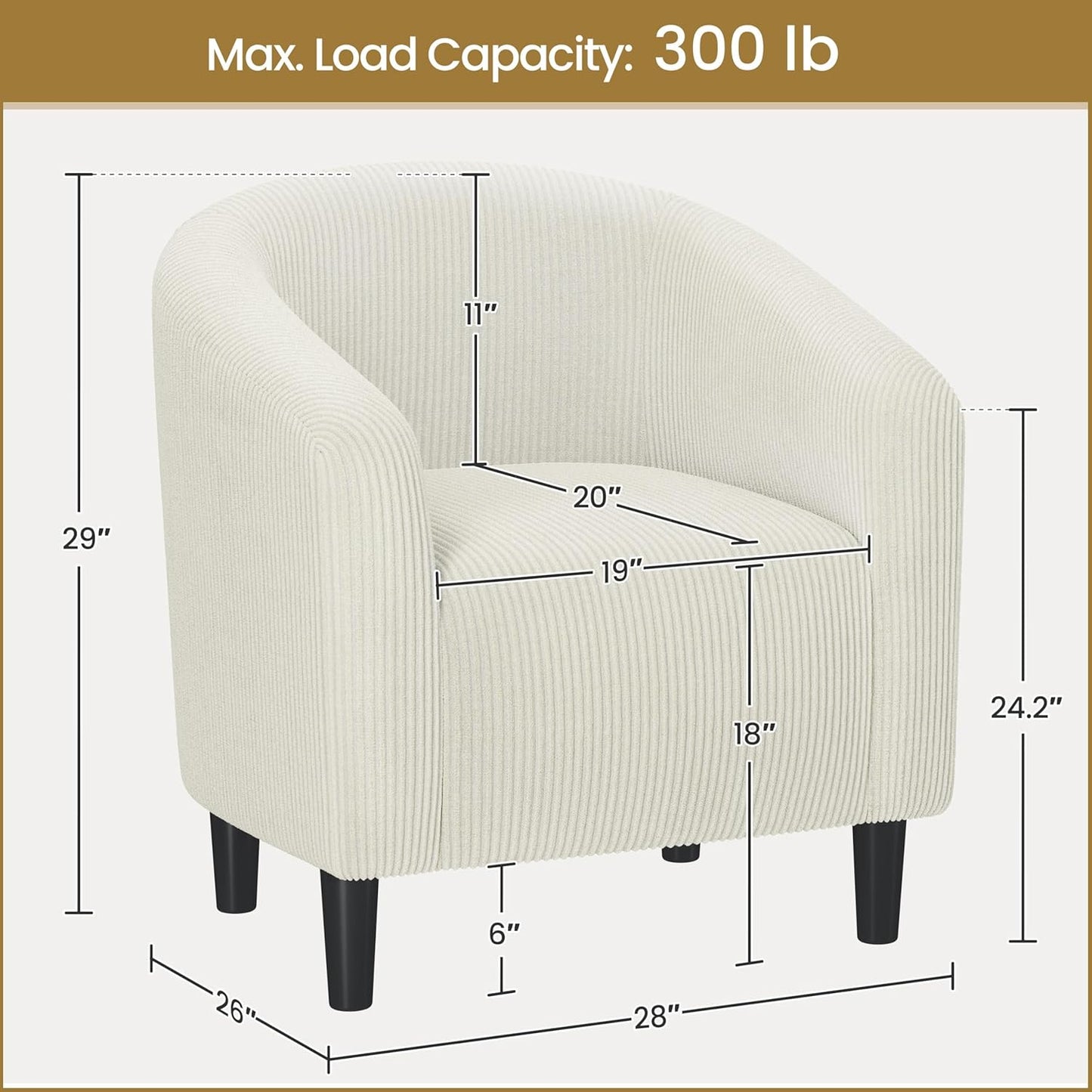 Yaheetech Accent Barrel Chair Boucle Fabric Club Chair