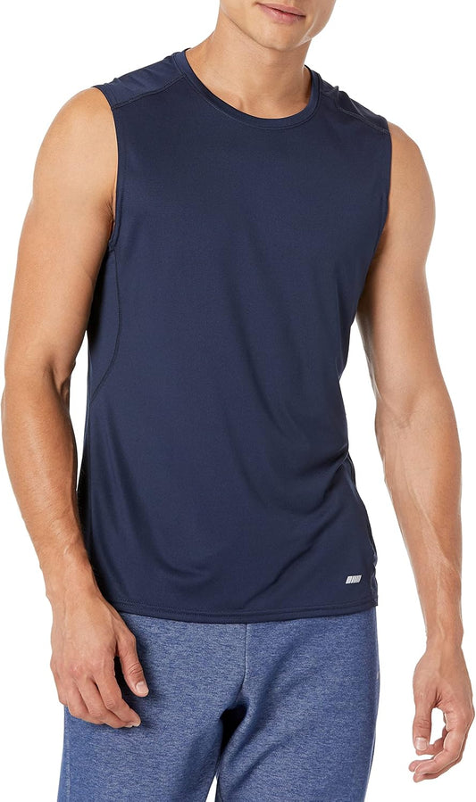 Essentials Men's Active Quick Dry Tech Stretch Lightweight Sleeveless Muscle Shirt