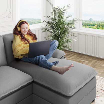 110 Inch U Shaped Sectional Sofa with Double Chaise Black