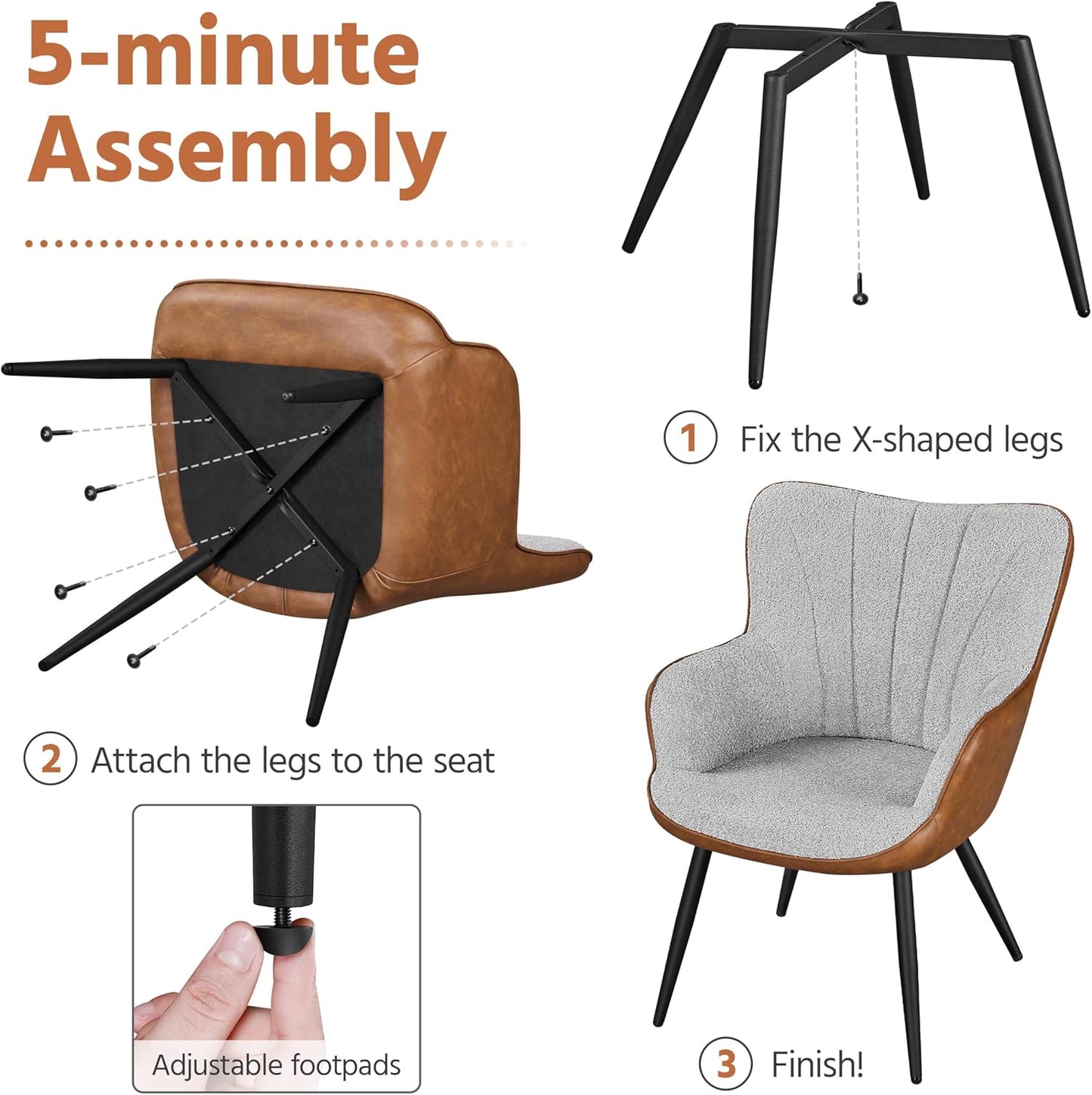 Yaheetech PU Leather Armchair Modern Accent Chair with Metal Legs