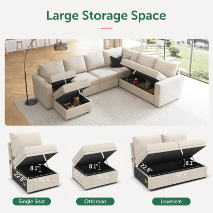 Modular L-Shaped Sleeper Sofa with Pull-Out Bed and Storage