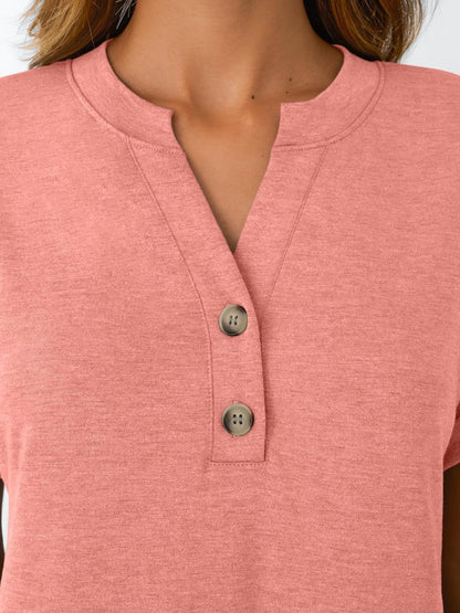 Women's Short Sleeve Shirts Henley Dressy Casual Summer Tops