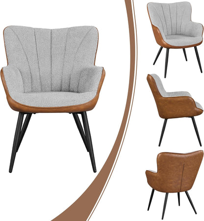 Yaheetech PU Leather Armchair Modern Accent Chair with Metal Legs