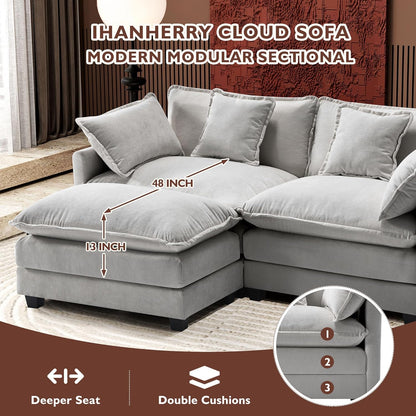 146" U-Shaped Modern Sofa Modular Sectional Cloud Couch