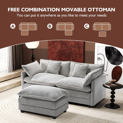 146" U-Shaped Modern Sofa Modular Sectional Cloud Couch