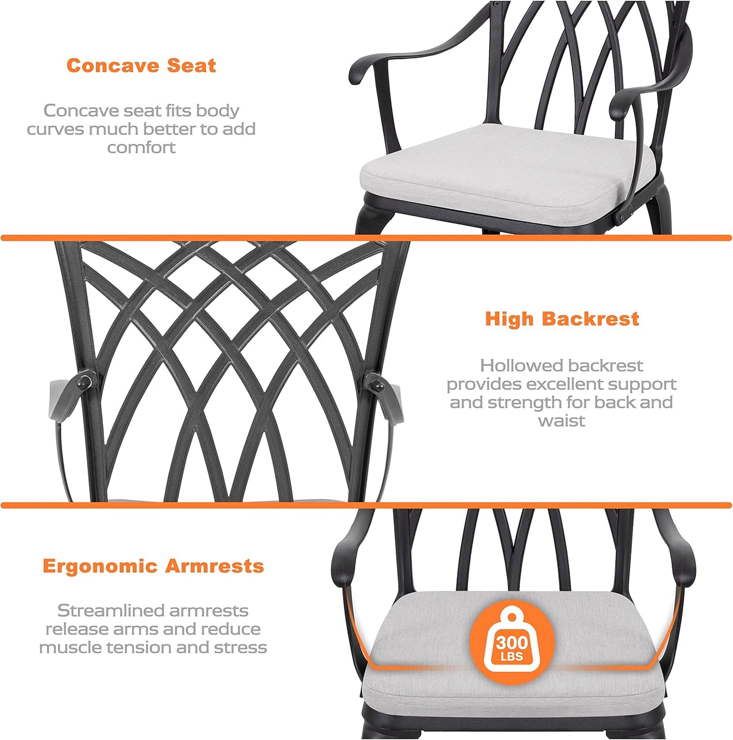 NUU GARDEN Bistro Set 3 Piece Outdoor Cast Aluminum Patio Bistro Set