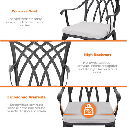 NUU GARDEN Bistro Set 3 Piece Outdoor Cast Aluminum Patio Bistro Set