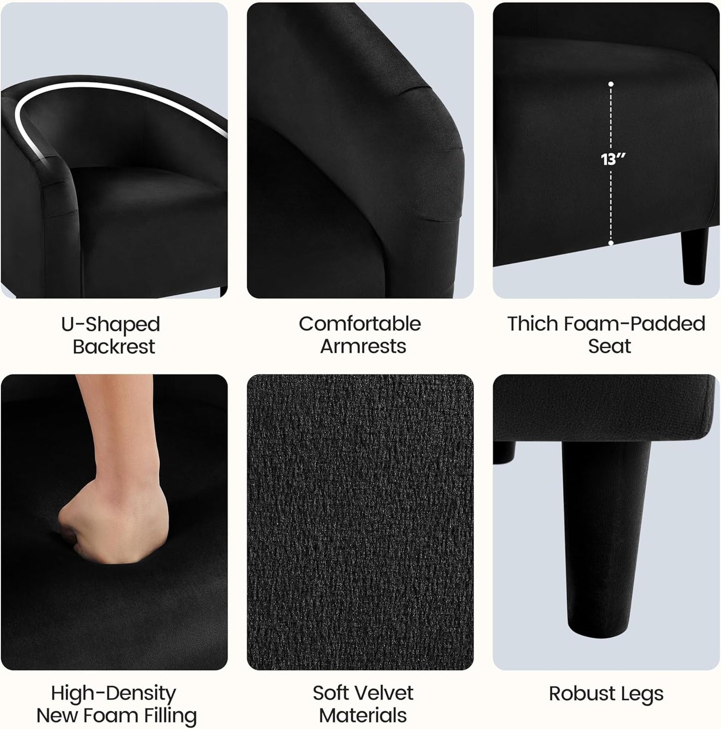 Yaheetech Accent Barrel Chair Boucle Fabric Club Chair