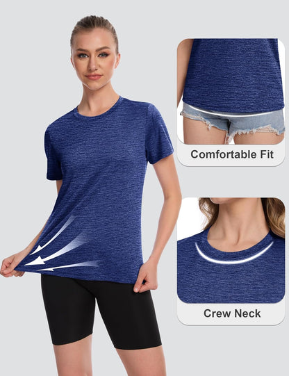 Women's Short Sleeve T Shirts UPF 50+ Sun Protection Athletic Running Workout Tee Tops