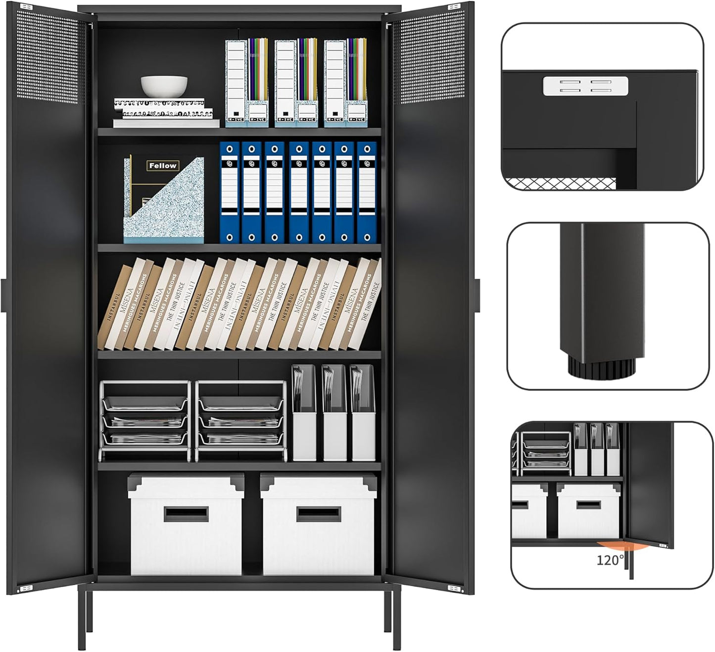 2 Door Storage Sideboard Metal Storage Cabinet with 2 Adjustable Shelf