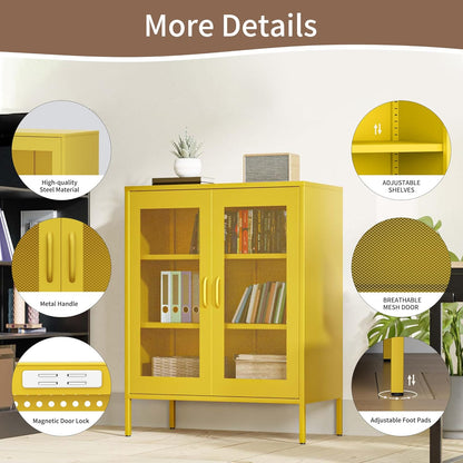 2 Door Storage Sideboard Metal Storage Cabinet with 2 Adjustable Shelf