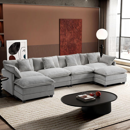 146" U-Shaped Modern Sofa Modular Sectional Cloud Couch
