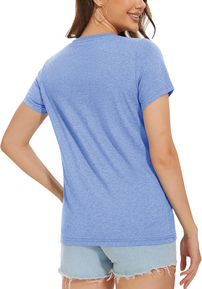 Women's Cotton T-Shirts Short-Sleeve Shirts Crew-Neck Tops