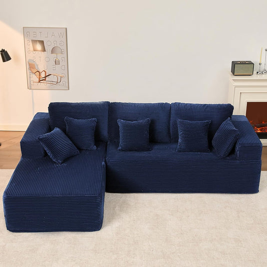107" Boneless Couch with Deep Seat Cloud Sectional Couch for Living Room