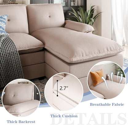 110 Inch U Shaped Sectional Sofa with Double Chaise Black
