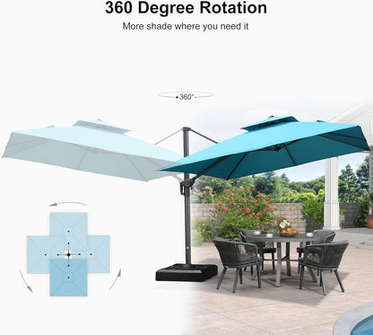 12ft Patio Umbrella with Base Large Outdoor Square Umbrella