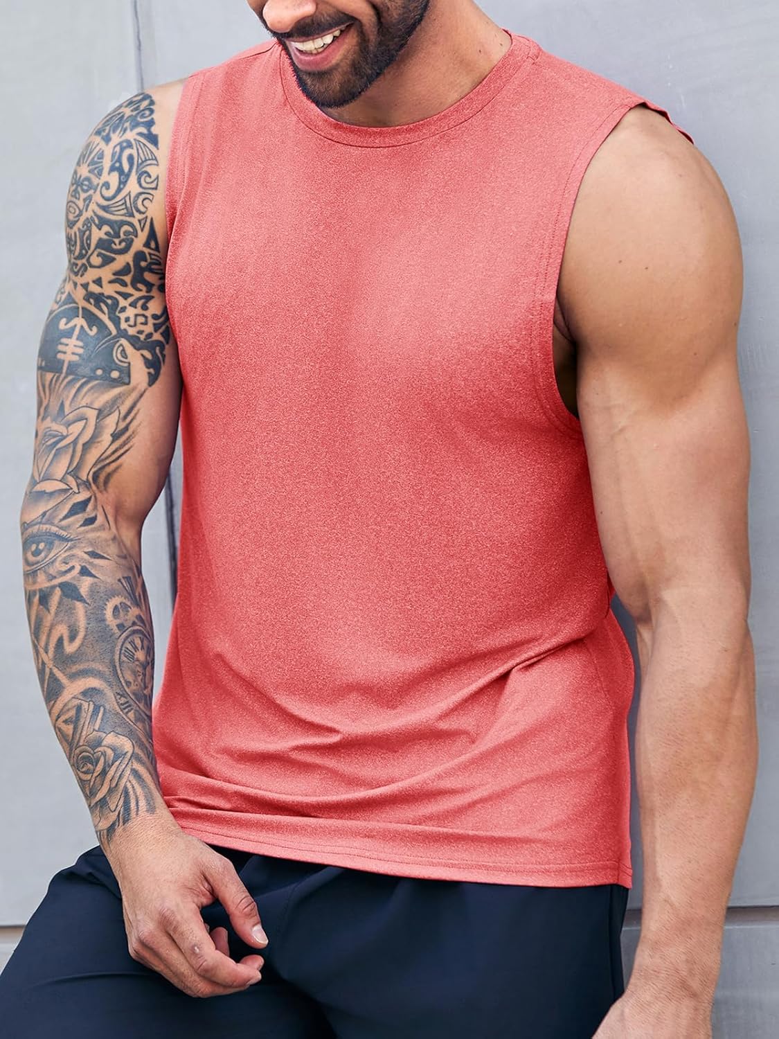 Men's Sleeveless Tank Tops Crewneck Solid Loose Fit Shirt