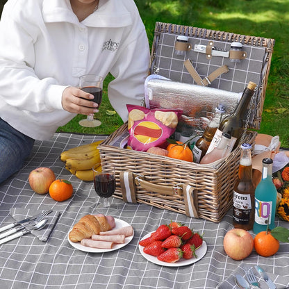 19Pcs Picnic Basket for 2 with Blanket