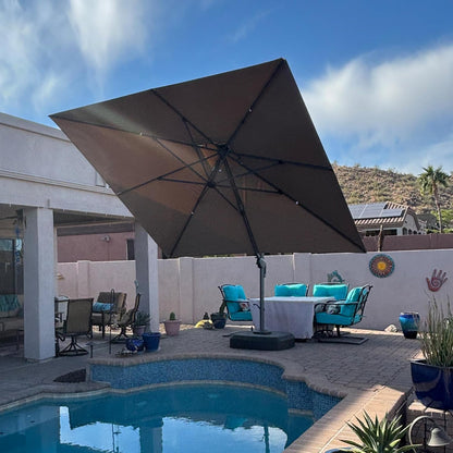 12ft Patio Umbrella with Base Large Outdoor Square Umbrella