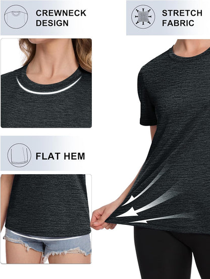 Women's Short Sleeve T Shirts UPF 50+ Sun Protection Athletic Running Workout Tee Tops